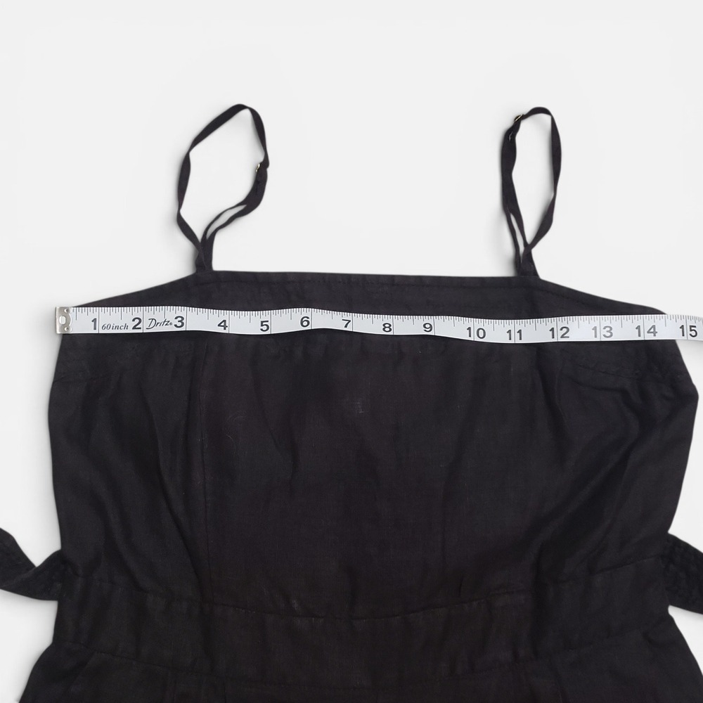 J.Crew Tie Waist Wide Leg Cropped Linen Jumpsuit‎ G6369 Black Size 2 - Picture 10 of 14